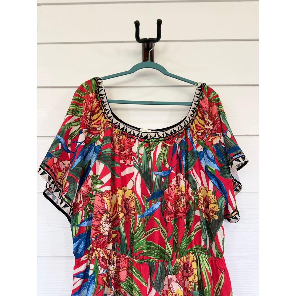 B- 030- Flying Tomato For The Rest Of Time Floral High Low Dress Red 3X